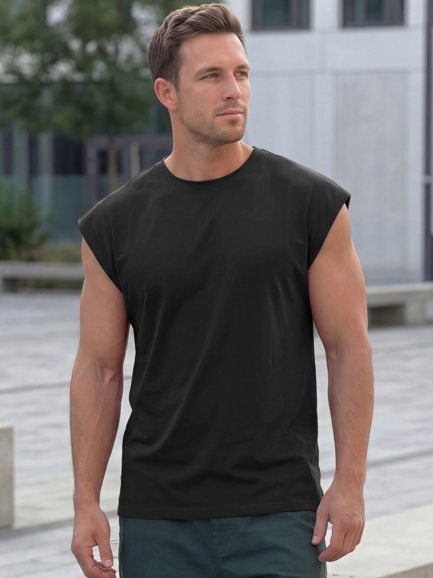 INSPIRE CHIC Men's Workout Loose Fit Summer Sleeveless Tank T-Shirt Top