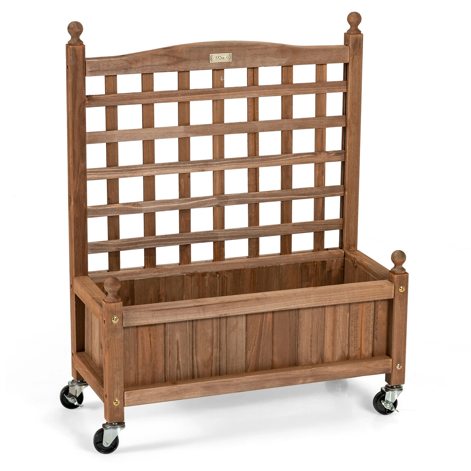 Slickblue Outdoor Wooden Raised Garden Planter with Trellis