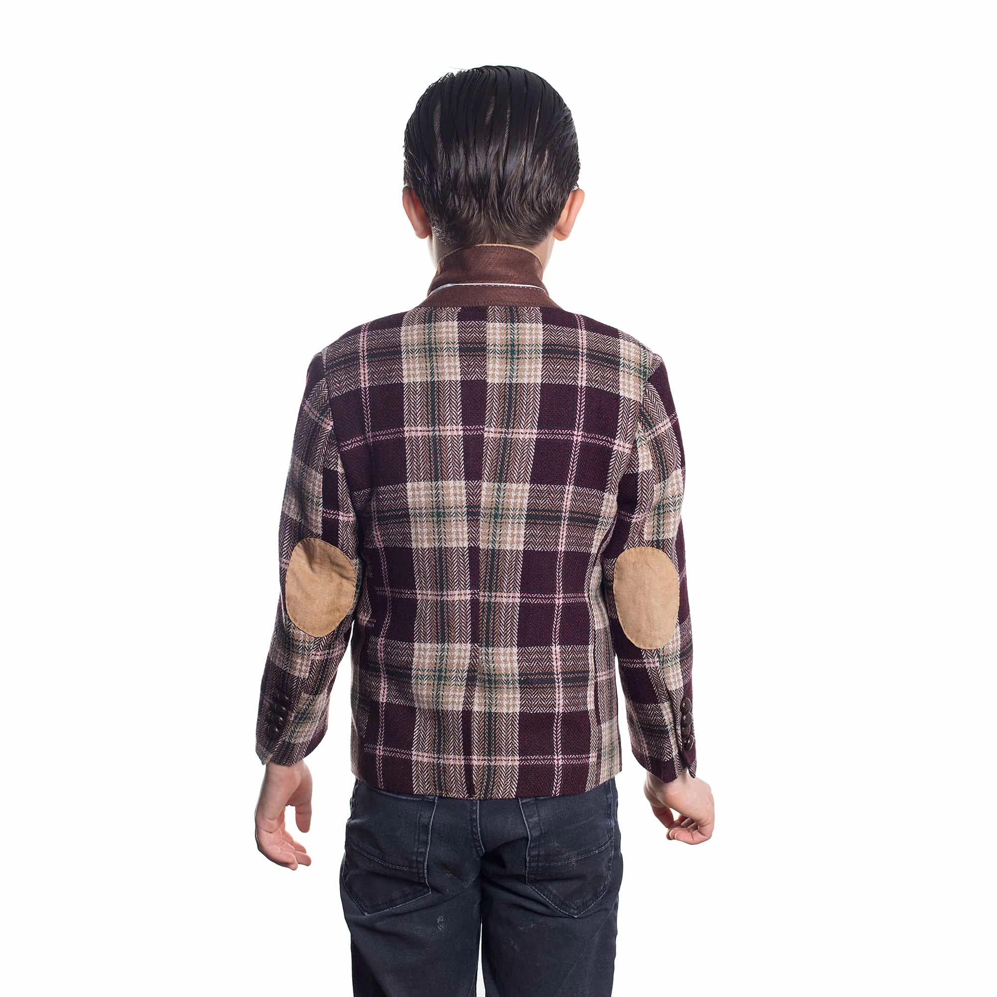 Elie Balleh Boys Slim Fit Plaid Sports Coat