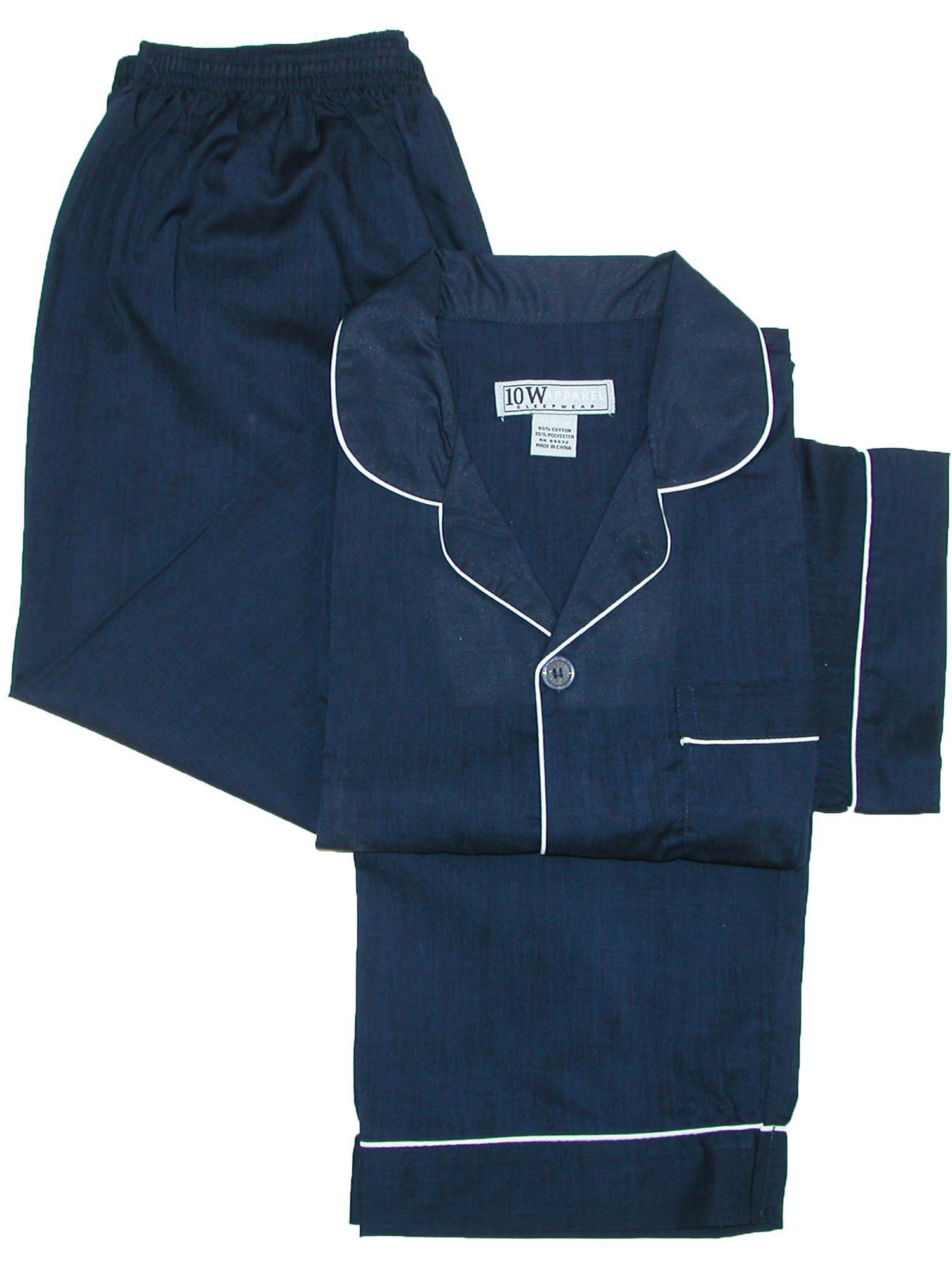 Ten West Apparel Men's Short Sleeve Long Leg Solid Pajama Set