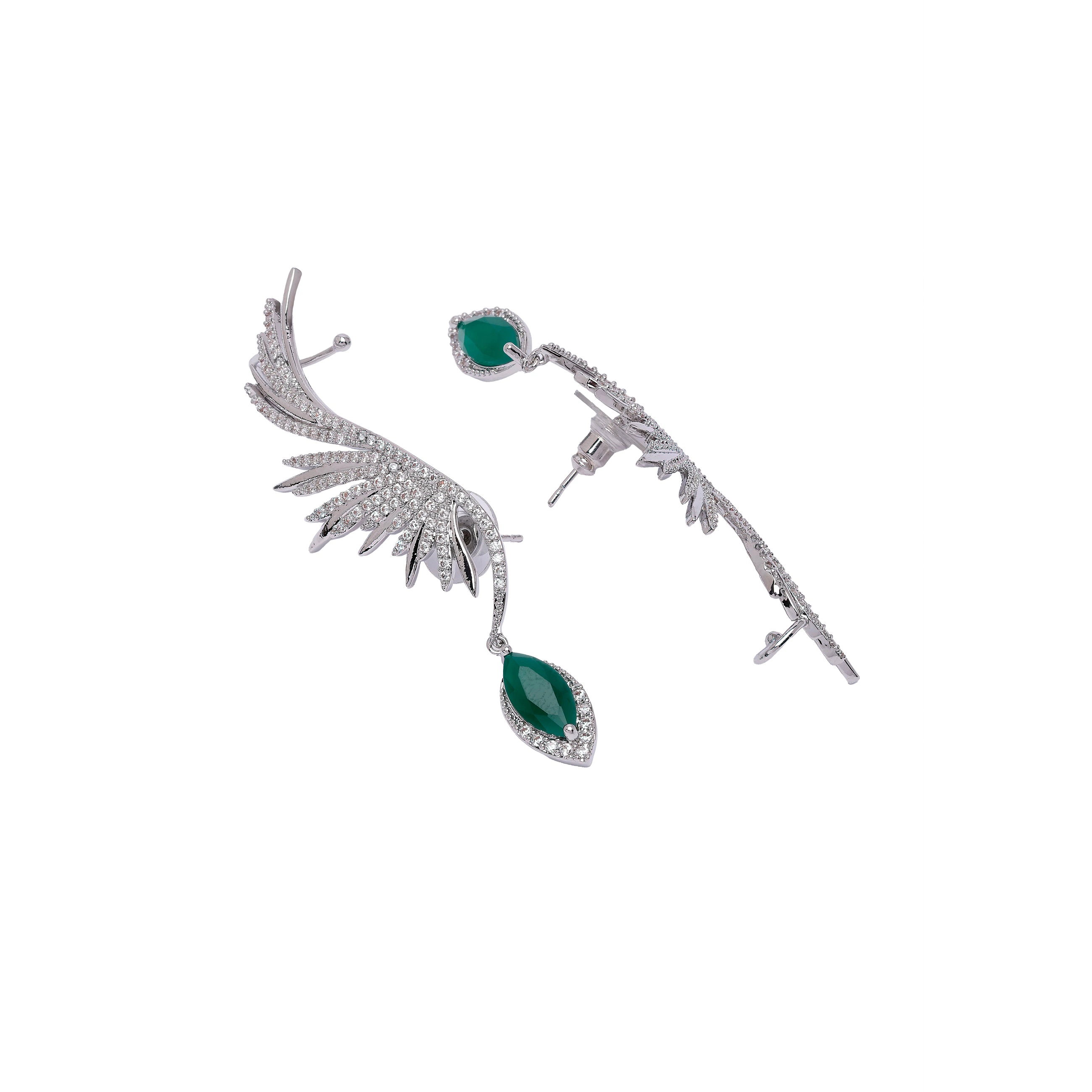 AGP PARIS Womens Diva Feather-Shaped Ear Drop Earrings