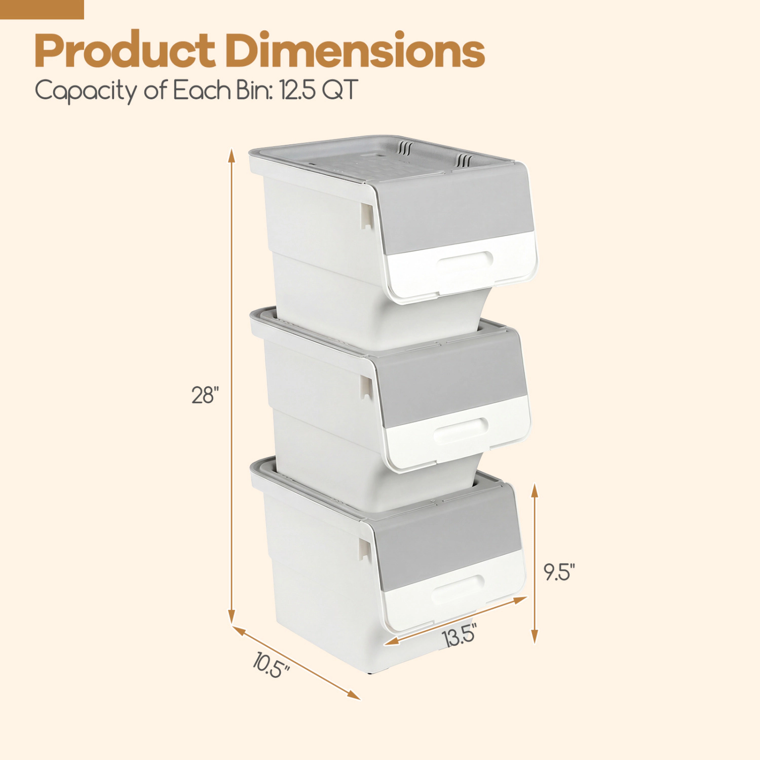 SUGIFT 3-Pack Gray 12.5-qt Rolling Storage Bins with Lids Nestable Pantry Closet and Toy Organizer Boxes