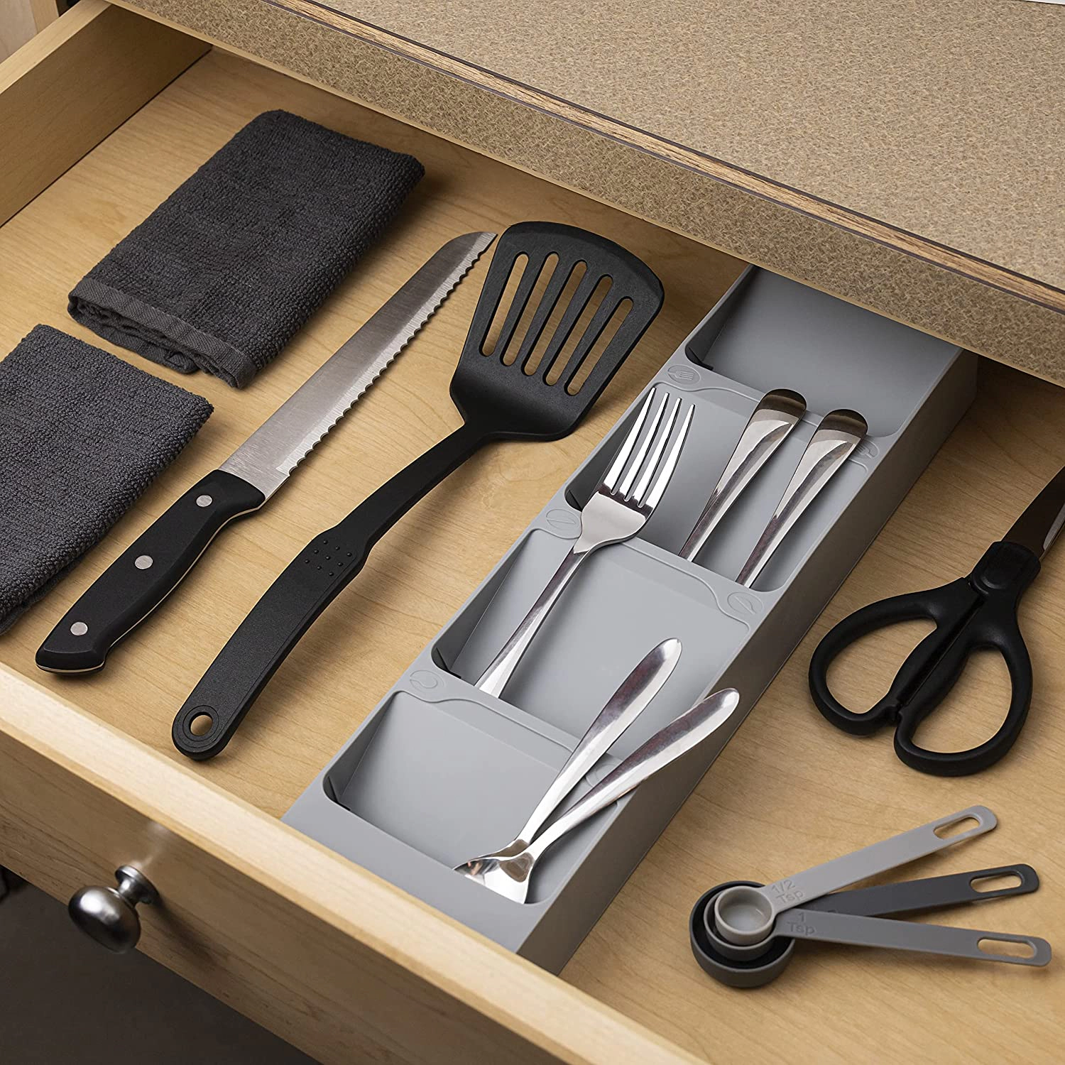 Cheer Collection Kitchen Drawer Cutlery Organizer - Compact Space Saving Tray