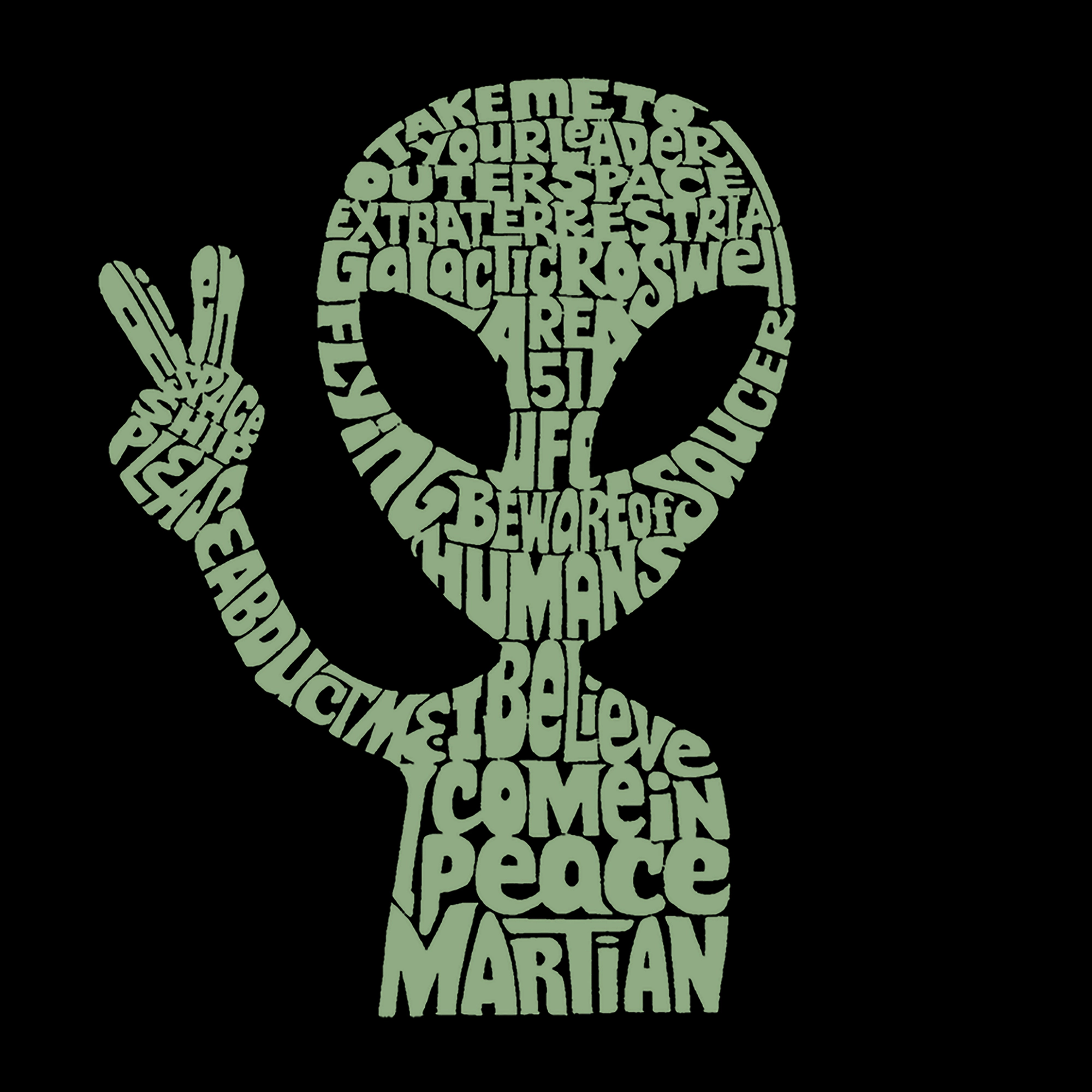 LA Pop Art Men's Word T-Shirt - Peace Alien