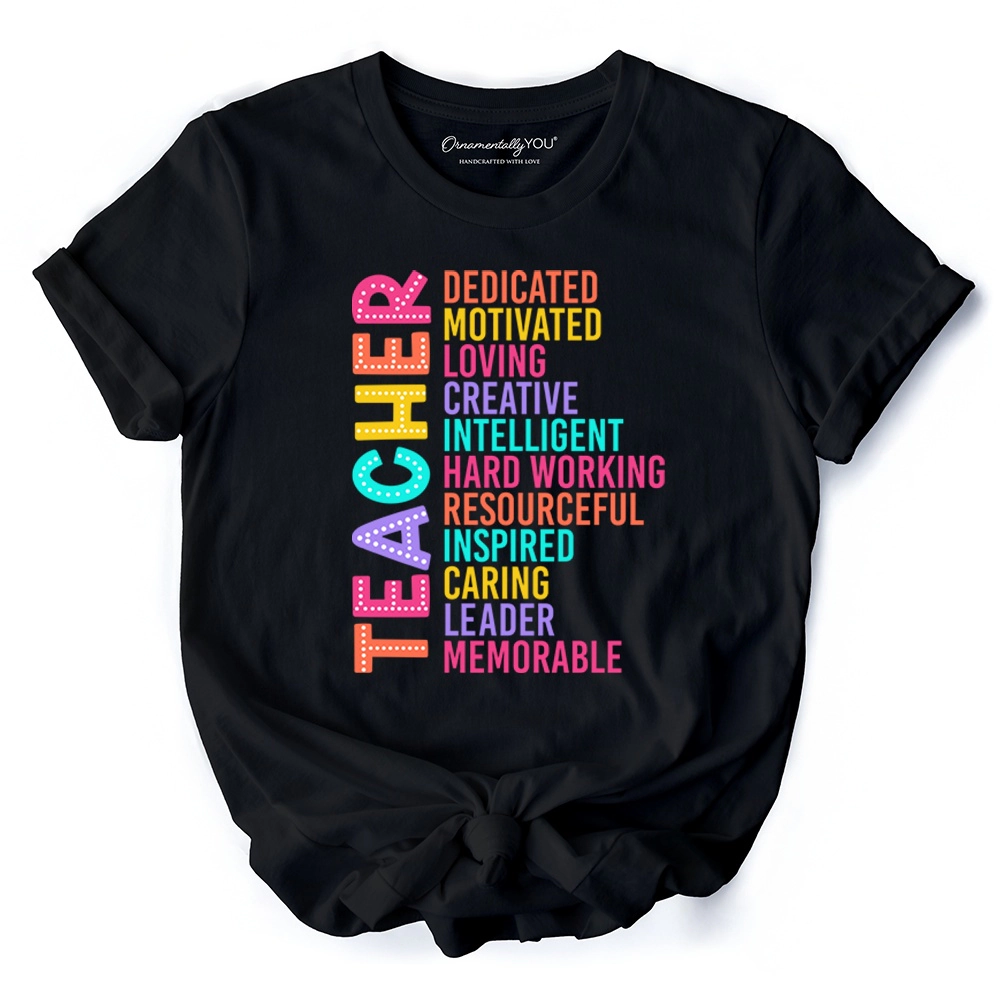OrnamentallyYou Womens Colorful Teacher Acronym T-Shirt