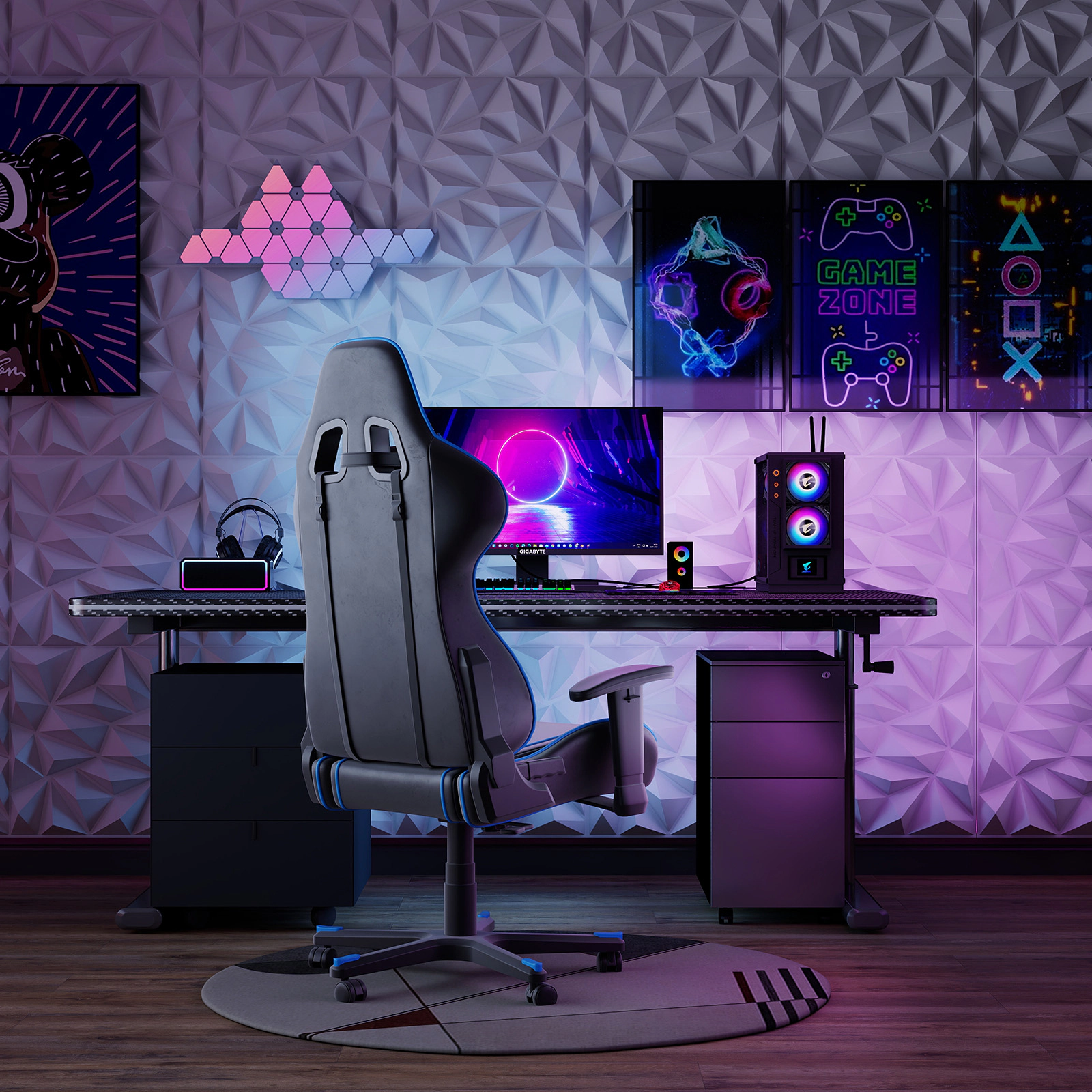 LJG 40-Pack 3D Wall Panels with Decorative Diamond Patterns