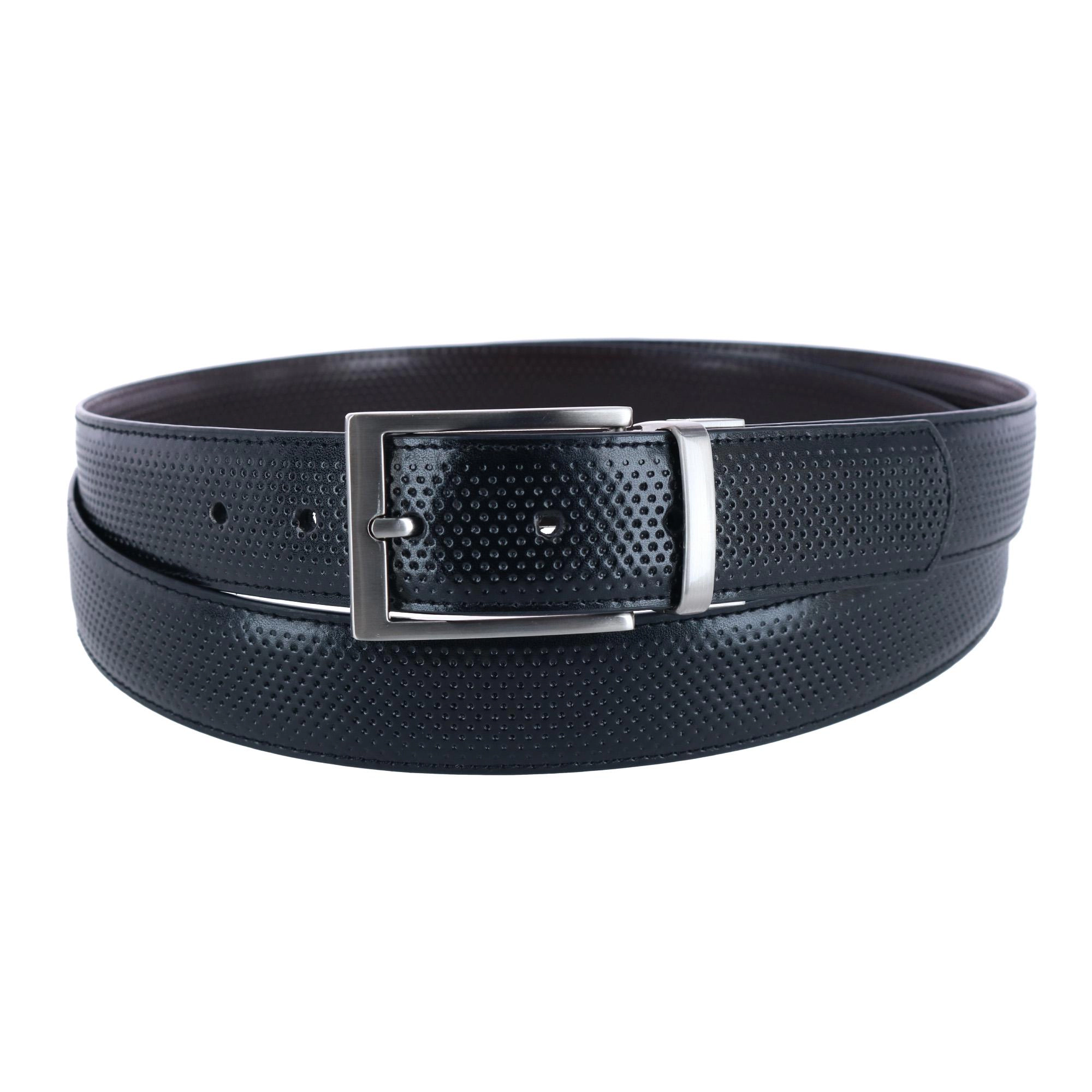 CTM Men's Big & Tall Reversible Perforated Dress Belt