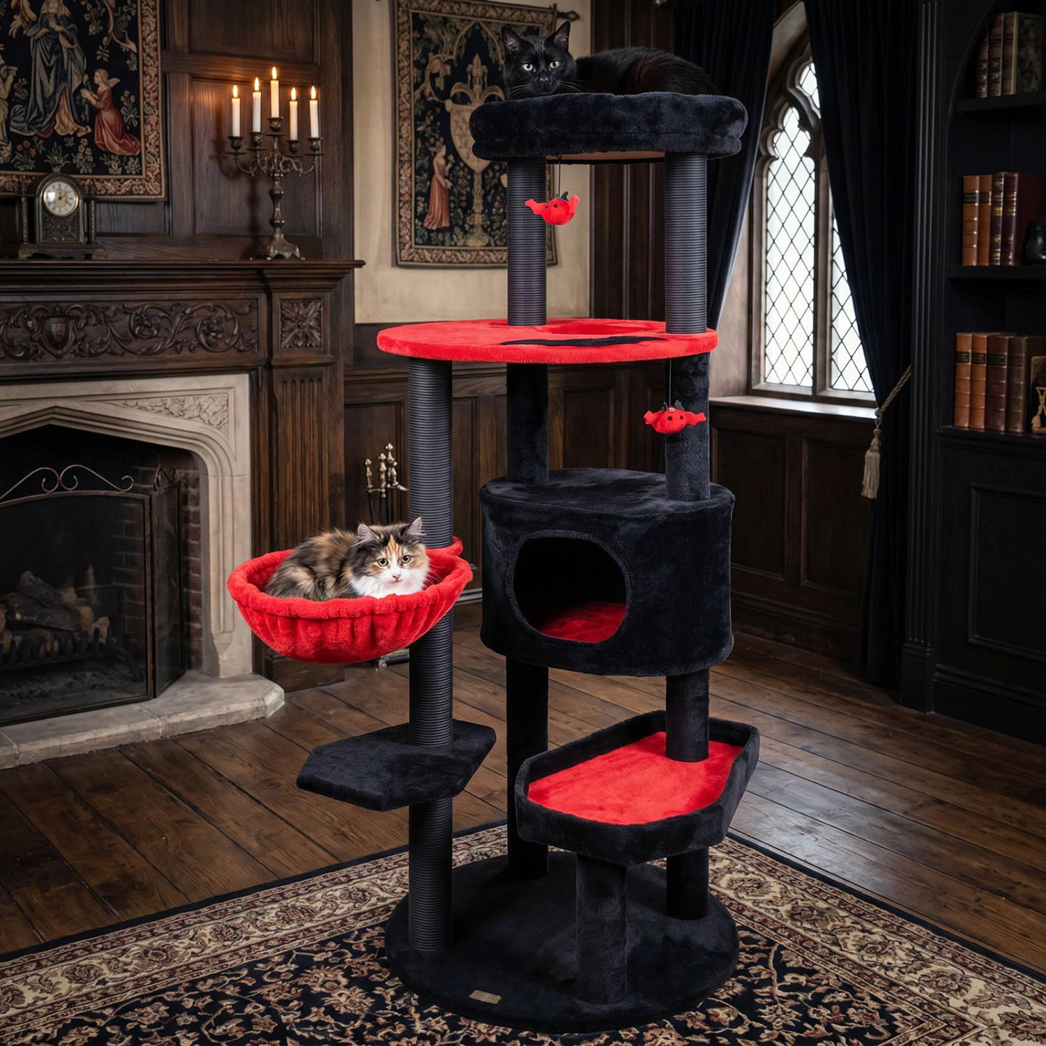 SlickBlue 60 Inch Cat Tower with Condo and Hammock