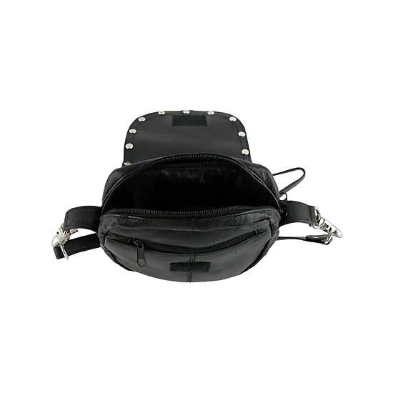 CTM® Leather Studded Biker Belt Waistpack