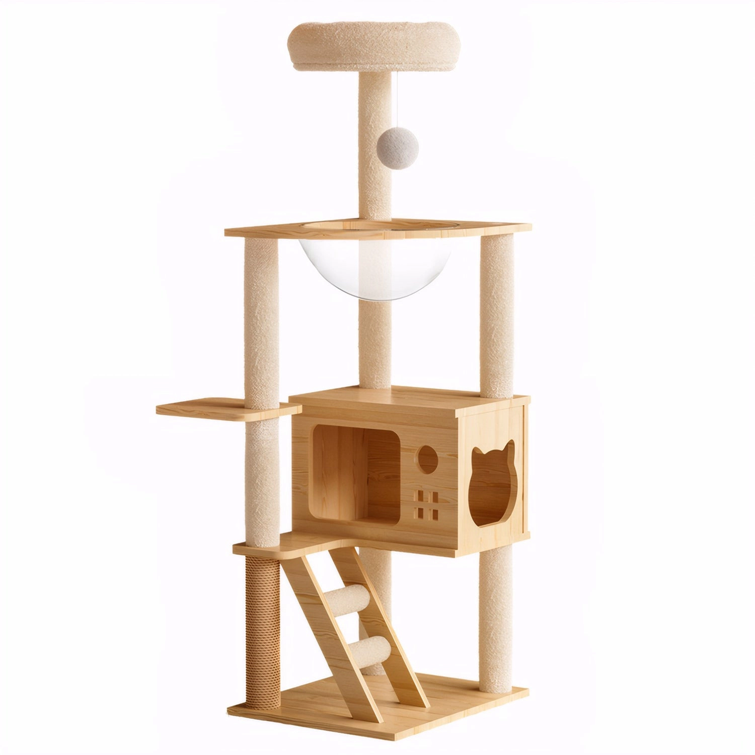 GBruno Modern Wood Multi-Level Cat Tree Tower