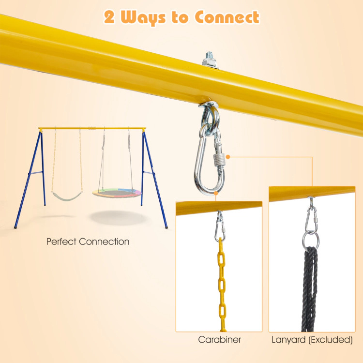 Hivvago 660 Lbs Extra-Large A-Shaped Swing Stand With Anti-Slip Footpads (Without Seat)-Yellow