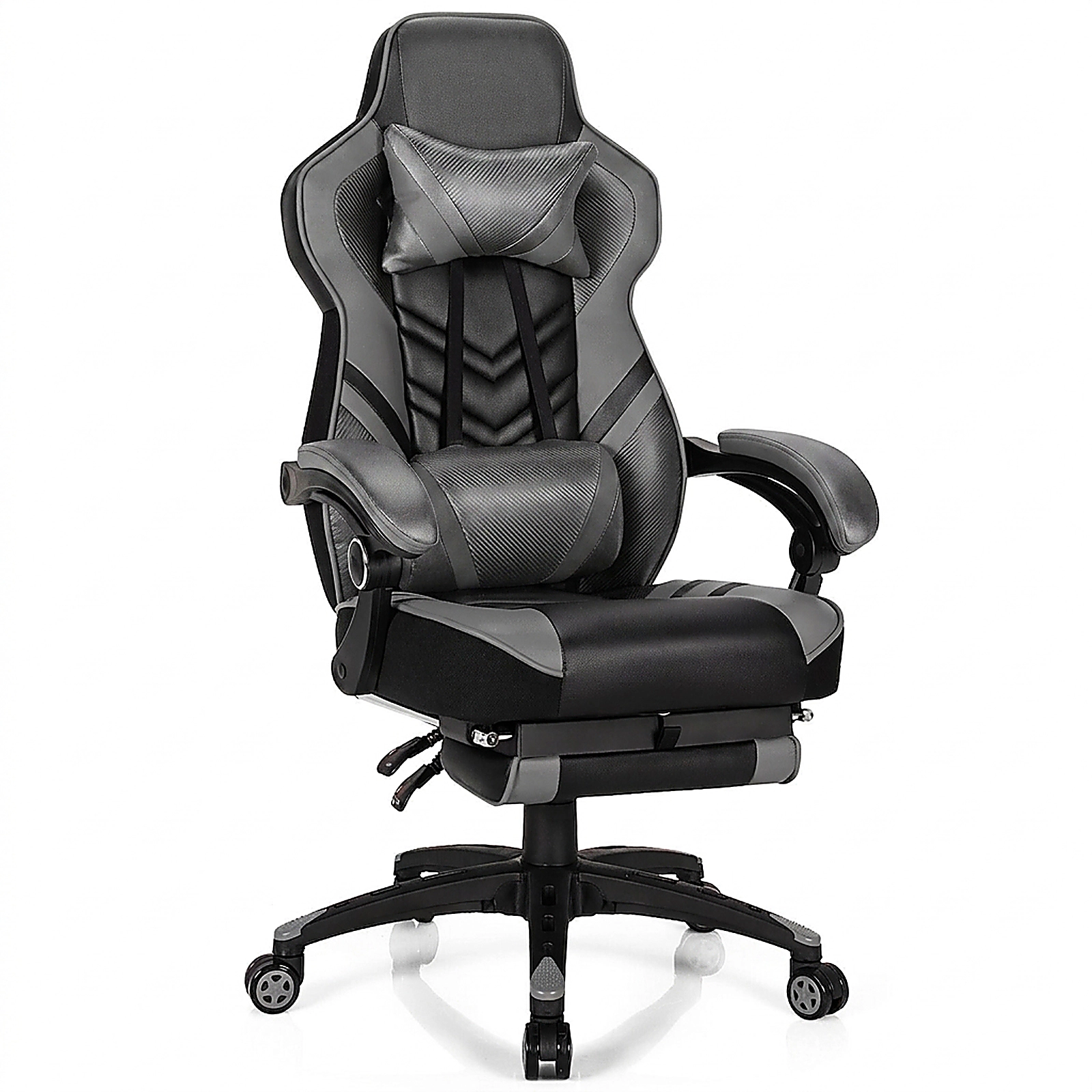 SUGIFT Adjustable Gaming Chair with Retractable Footrest Headrest and Waist Pillow