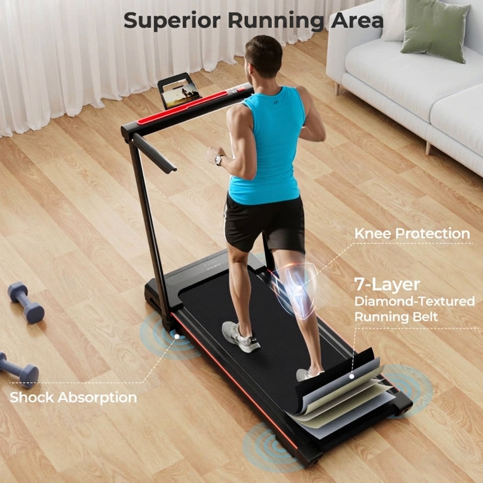SUGIFT 3-in-1 2.5-HP 220-lb Capacity Folding Treadmill with Removable Acrylic Desk LCD Display and Remote