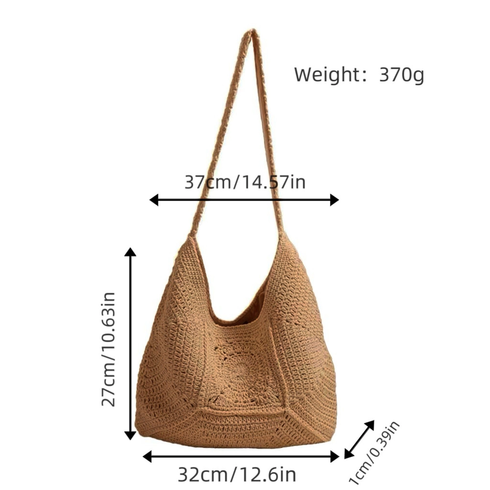 Alilang Women's Woven Crochet Shoulder Bag with Geometric Pattern Slouchy Hobo Lightweight Knit Handbag