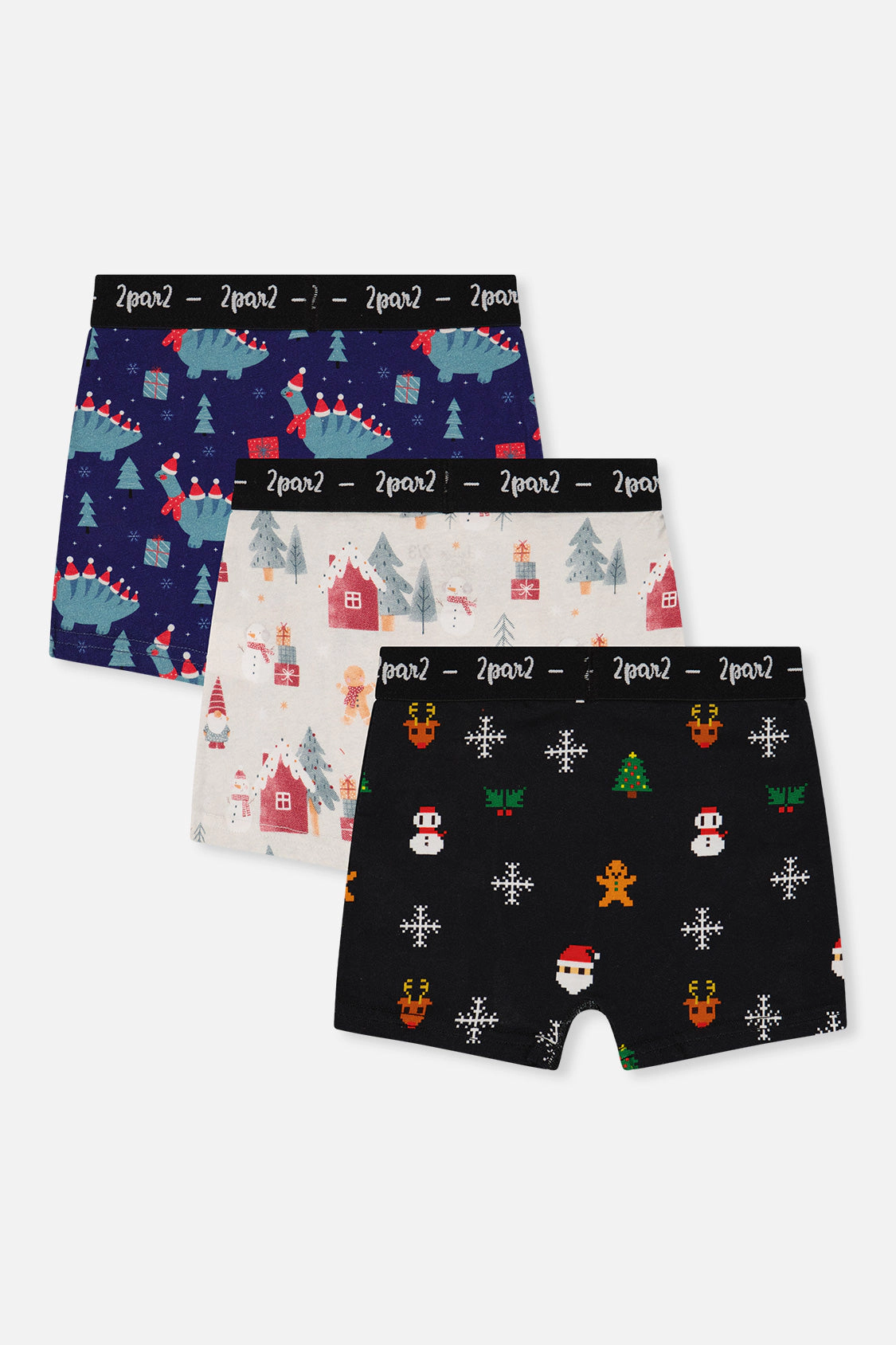 Deux par Boys Holiday Print Boxer Pack of 3 with Elastic Waistbands