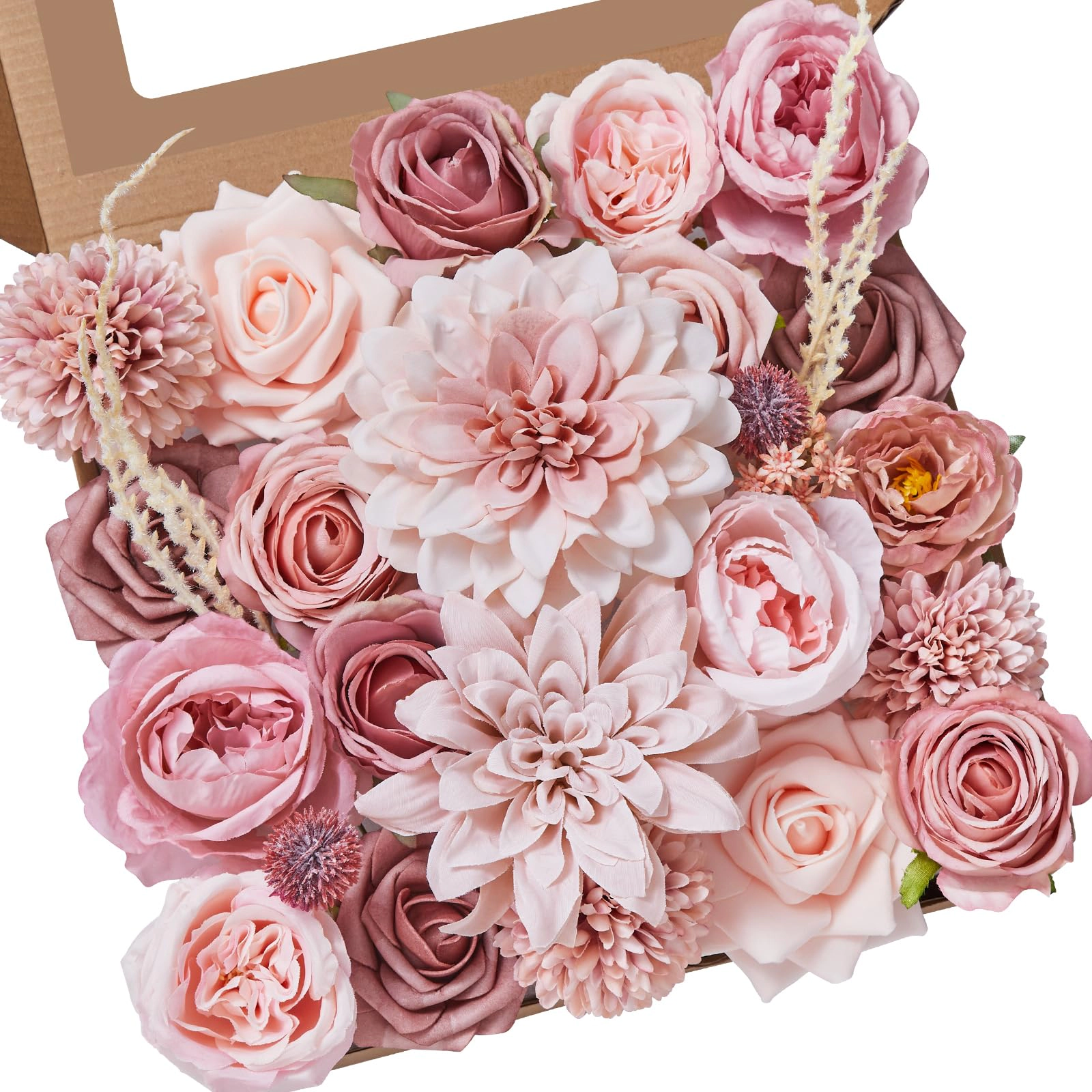 PUPWE Burgundy Artificial Flowers  Silk Roses FlSet