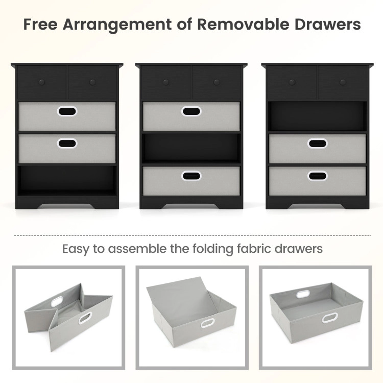 Hivvago Modern 4-Drawer Chest with Open Storage Shelves