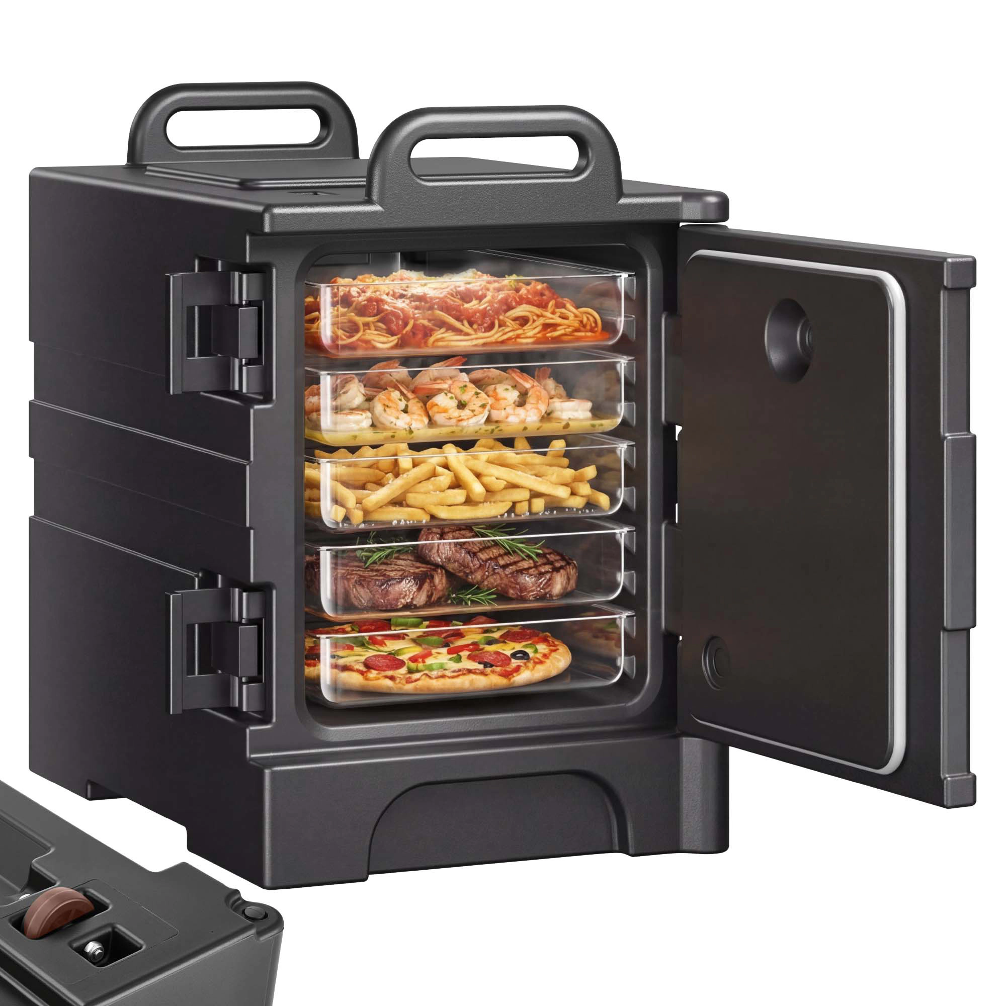 HONGGE Insulated Food Pan Carrier, Hot Box for Catering, Food Box Carrier with Double Buckles