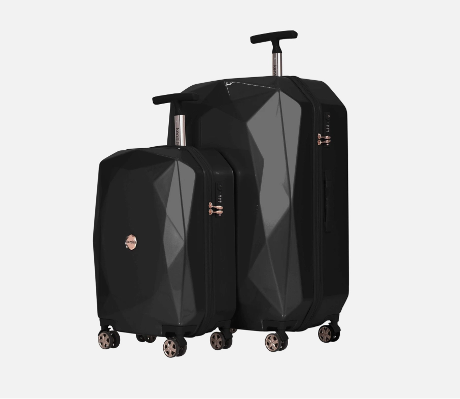Kensie Women's Gemstone Luggage, Black, 2 Piece Set (28"/20")