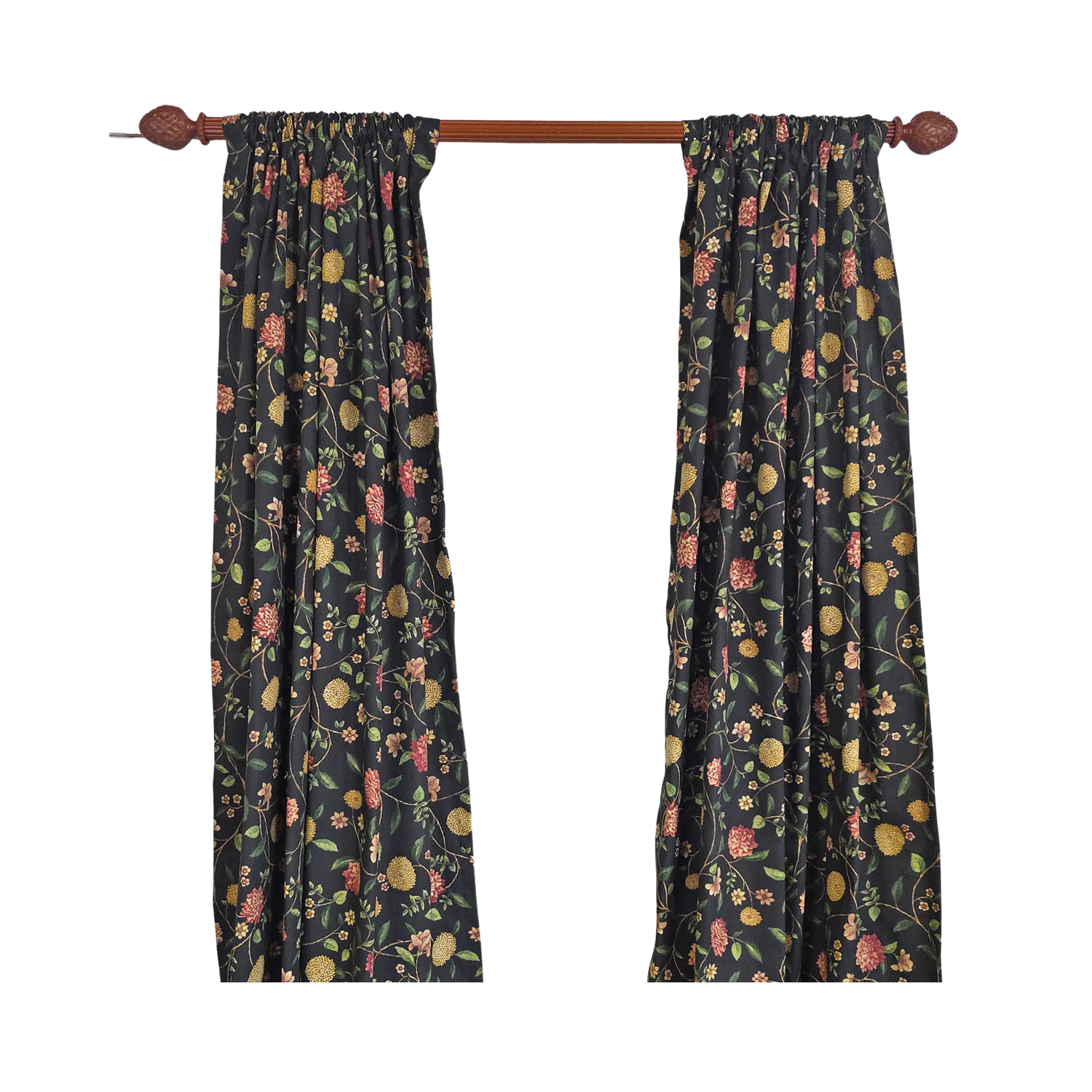 RLF Home NightFall 100% Cotton Rod Pocket Window Curtain set of 2 Panels 100" x 84" Black