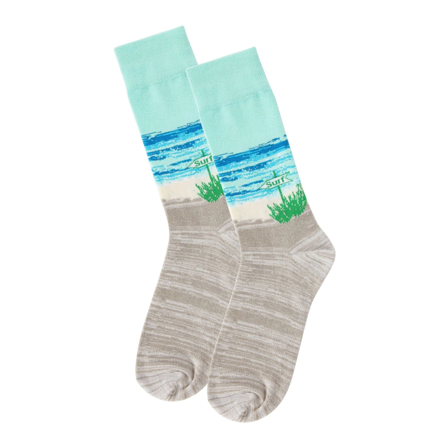 Memoi Men's Surf's Up Beach Bamboo Crew Socks