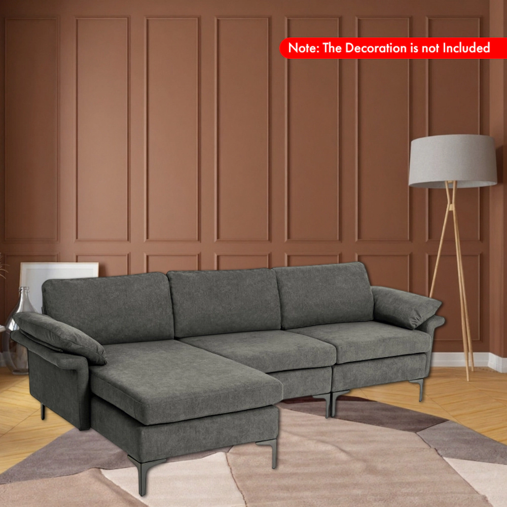 Hivvago Spacious L-Shaped Sectional Couch with Reversible Chaise Lounge