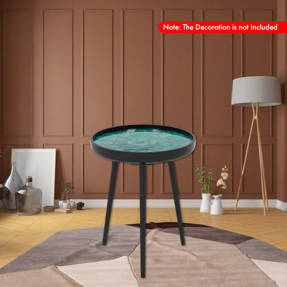 Hivvago Artistic Mid-Century Round Table with Shell-Inspired Decor