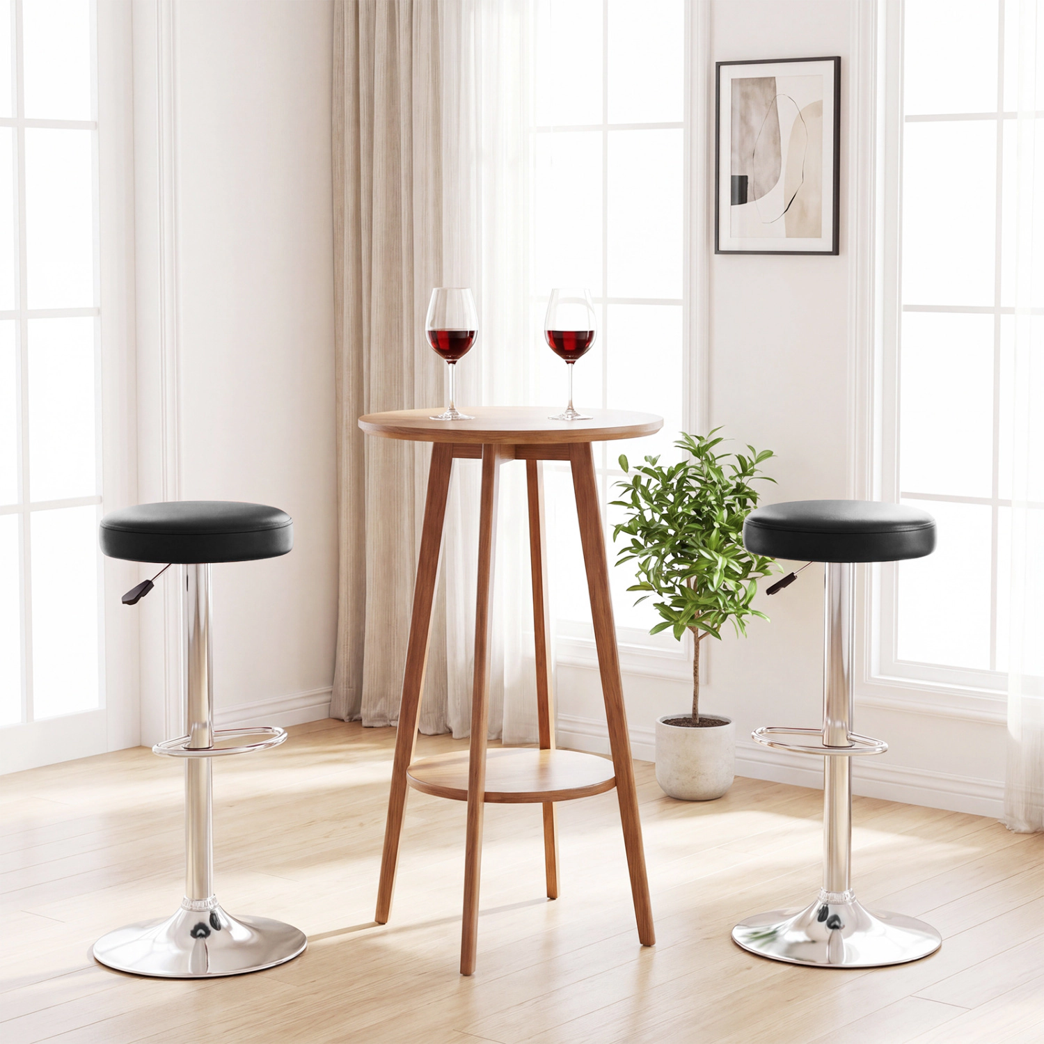 LJG Height-adjustable Bar Stool with 360° Swivel for Kitchen & Dining