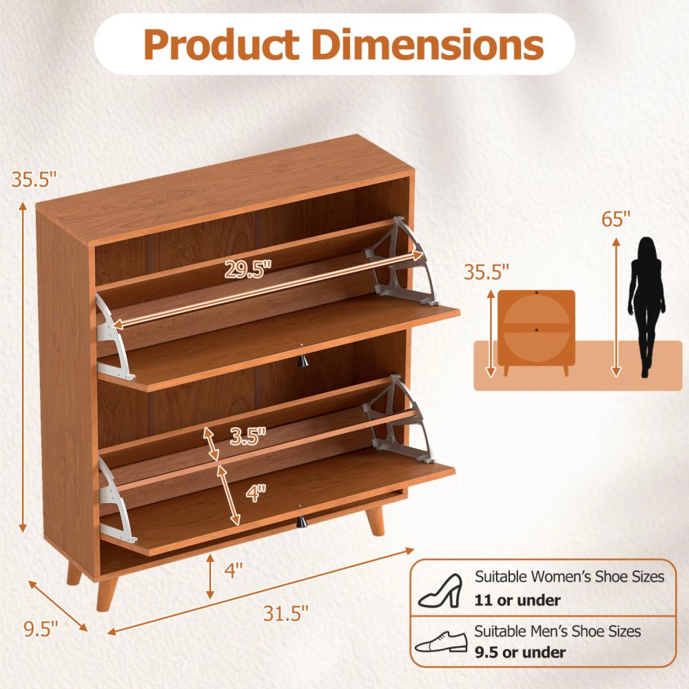 Hivvago Narrow Shoe Cabinet With Adjustable Removable Shelves For Entryway