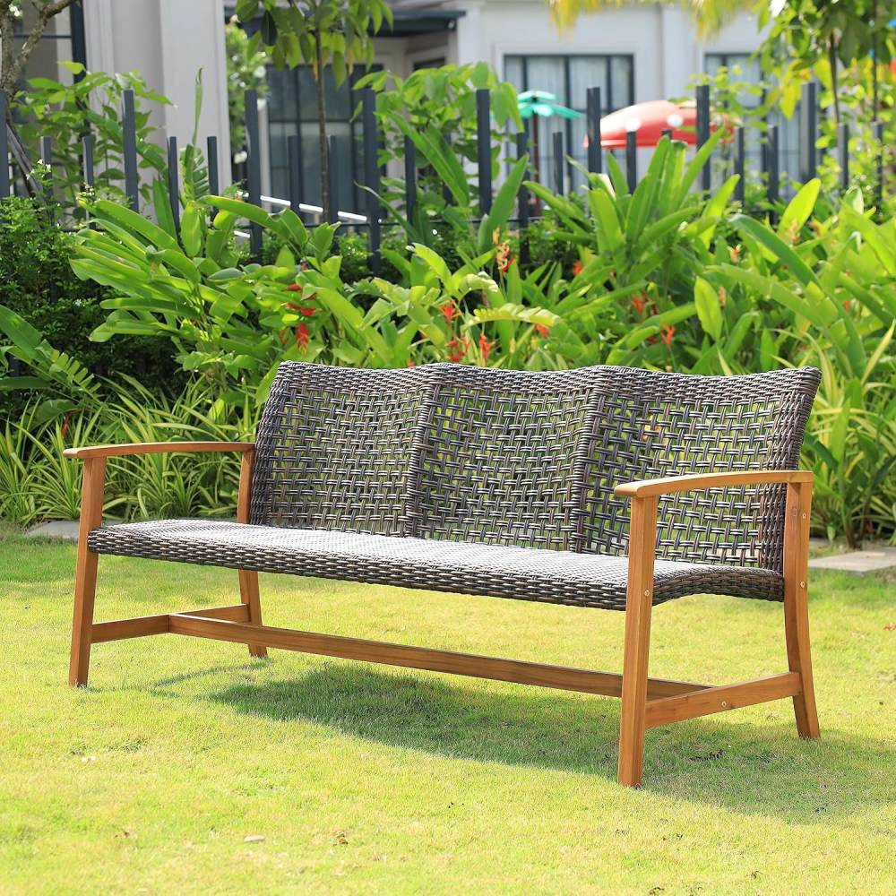 Radiant Essence Unisex Acacia Wood Patio Sofa