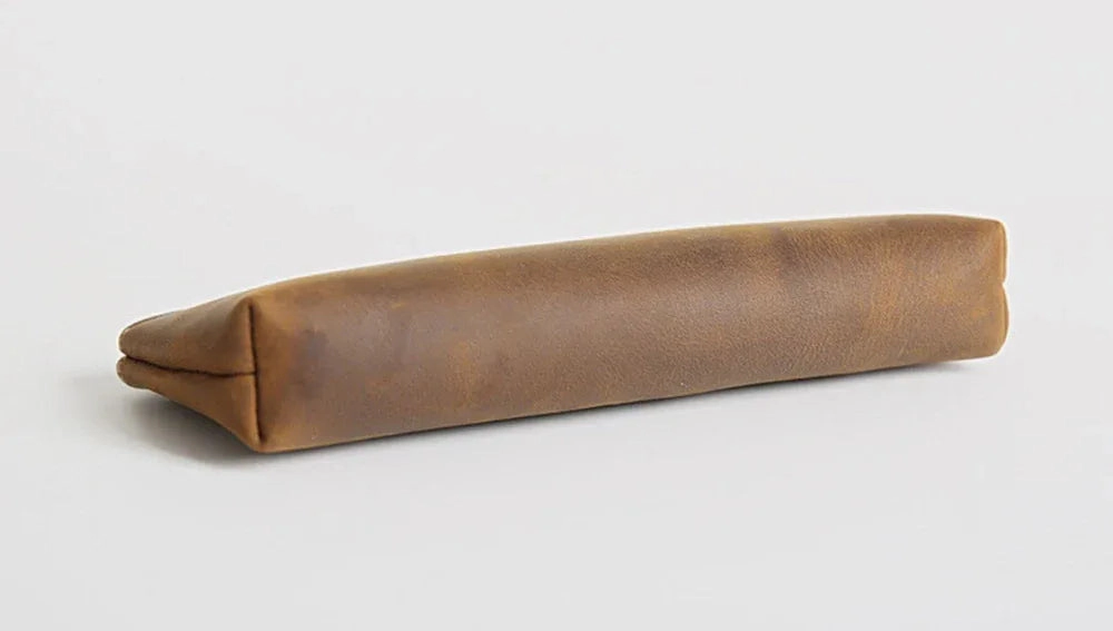 Steel Horse Leather Unisex The Pallavi | Handmade Leather Pencil Case - Leather Makeup Bag