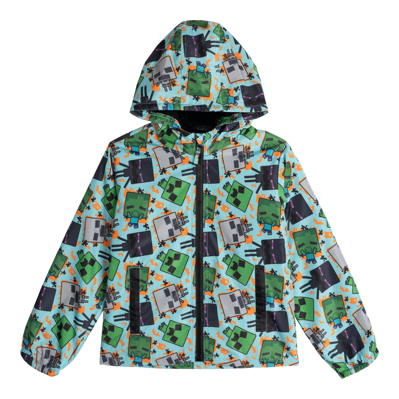 Minecraft Hooded Zip-Up Rain Jacket