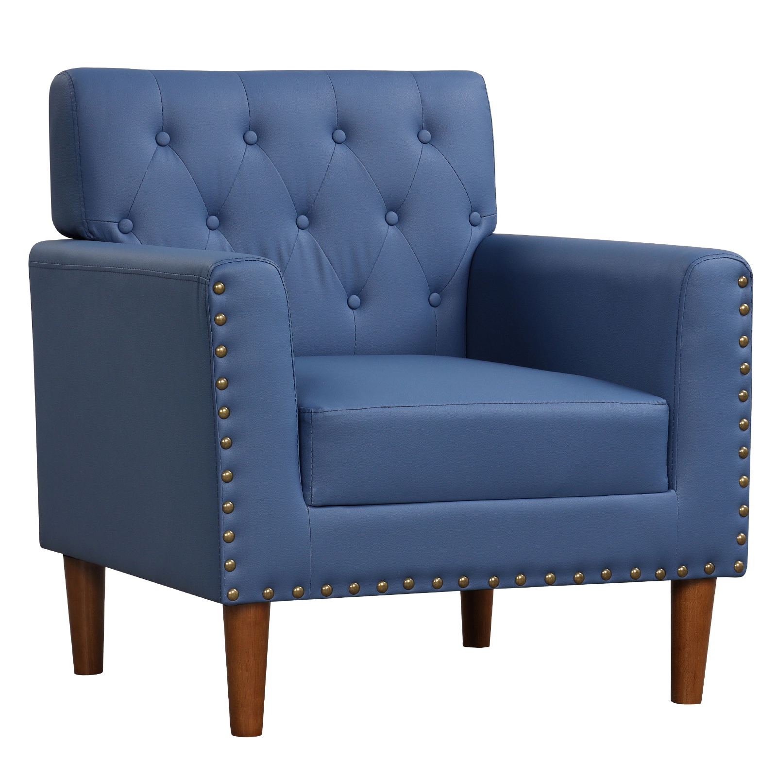 LJG Mid Century Modern Accent Chair with Button Tufted Decoration and Rivets