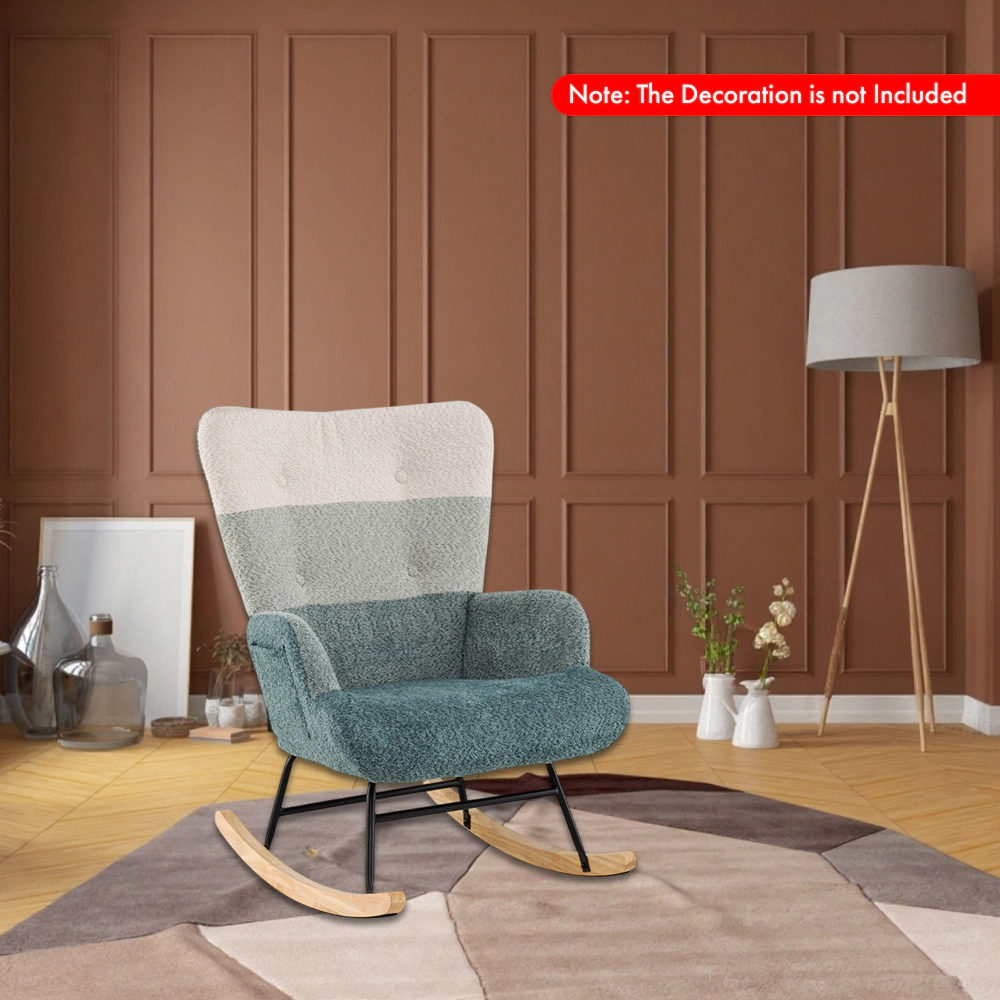Hivvago Upholstered Rocking Chair with High Back and Ergonomic Armrests