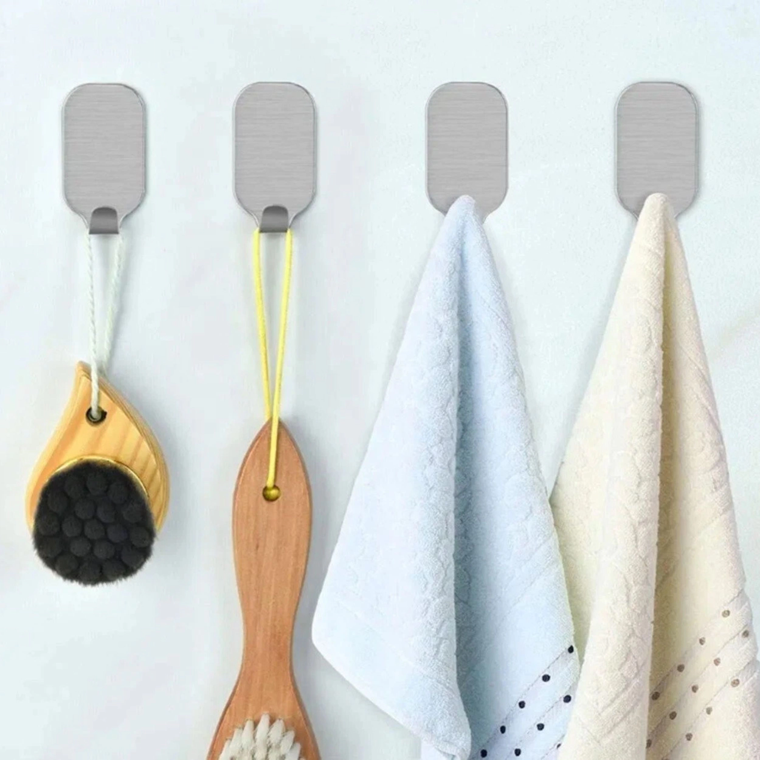 Home Collection Pack of 12 Self Adhesive Stainless Steel Wall Hooks Heavy Duty