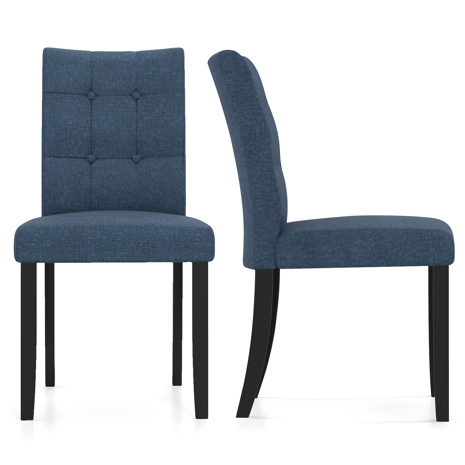 SUGIFT Tufted Armless Dining Chairs 400-lb Capacity Seat Height 19.5-in Dark Blue and Black