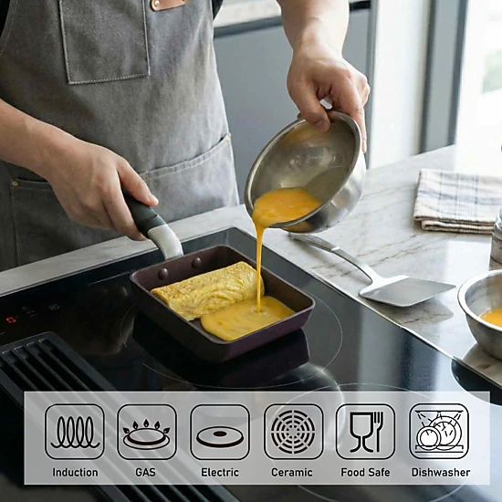 TECHEF - Tamagoyaki Japanese Omelette Pan/Egg Pan - Medium/Purple