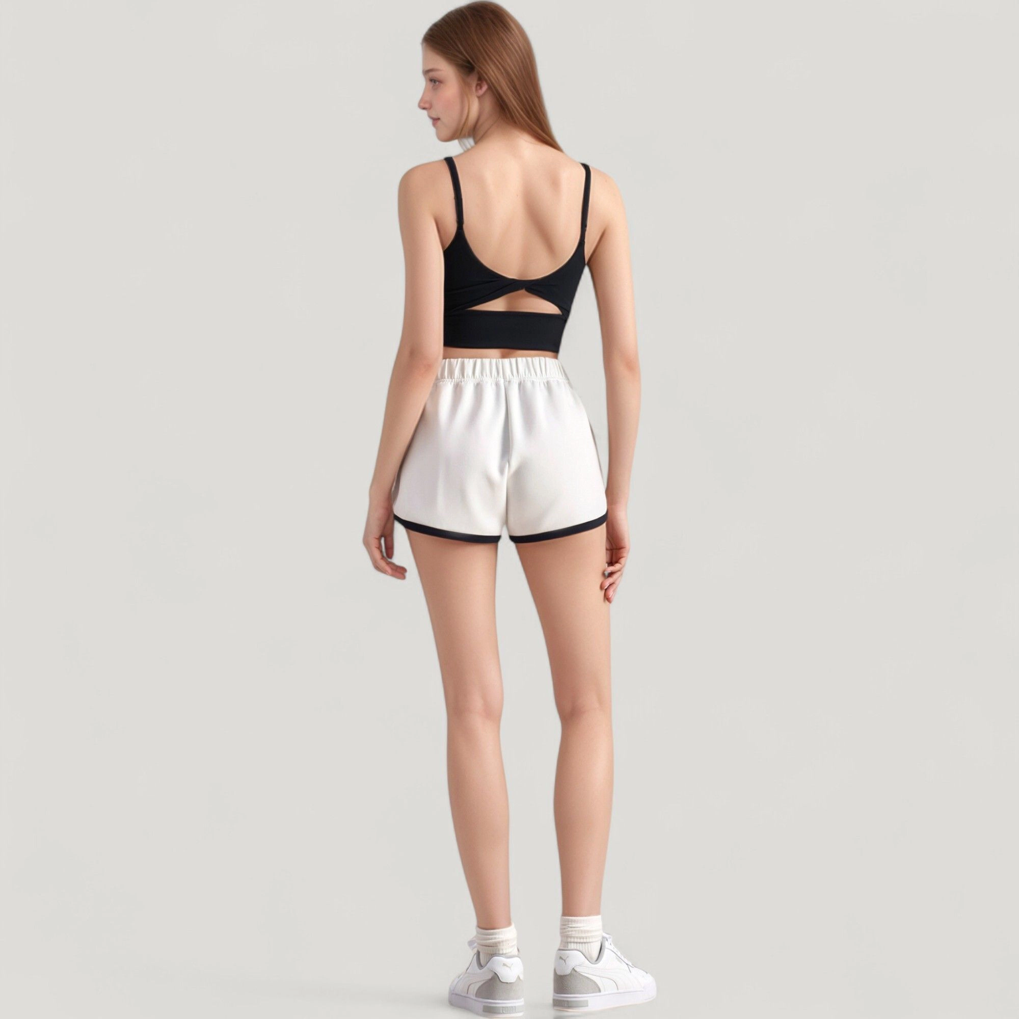 Anna-Kaci Women's Scoop Neck Spaghetti Strap Sports Bra with Smooth Finish