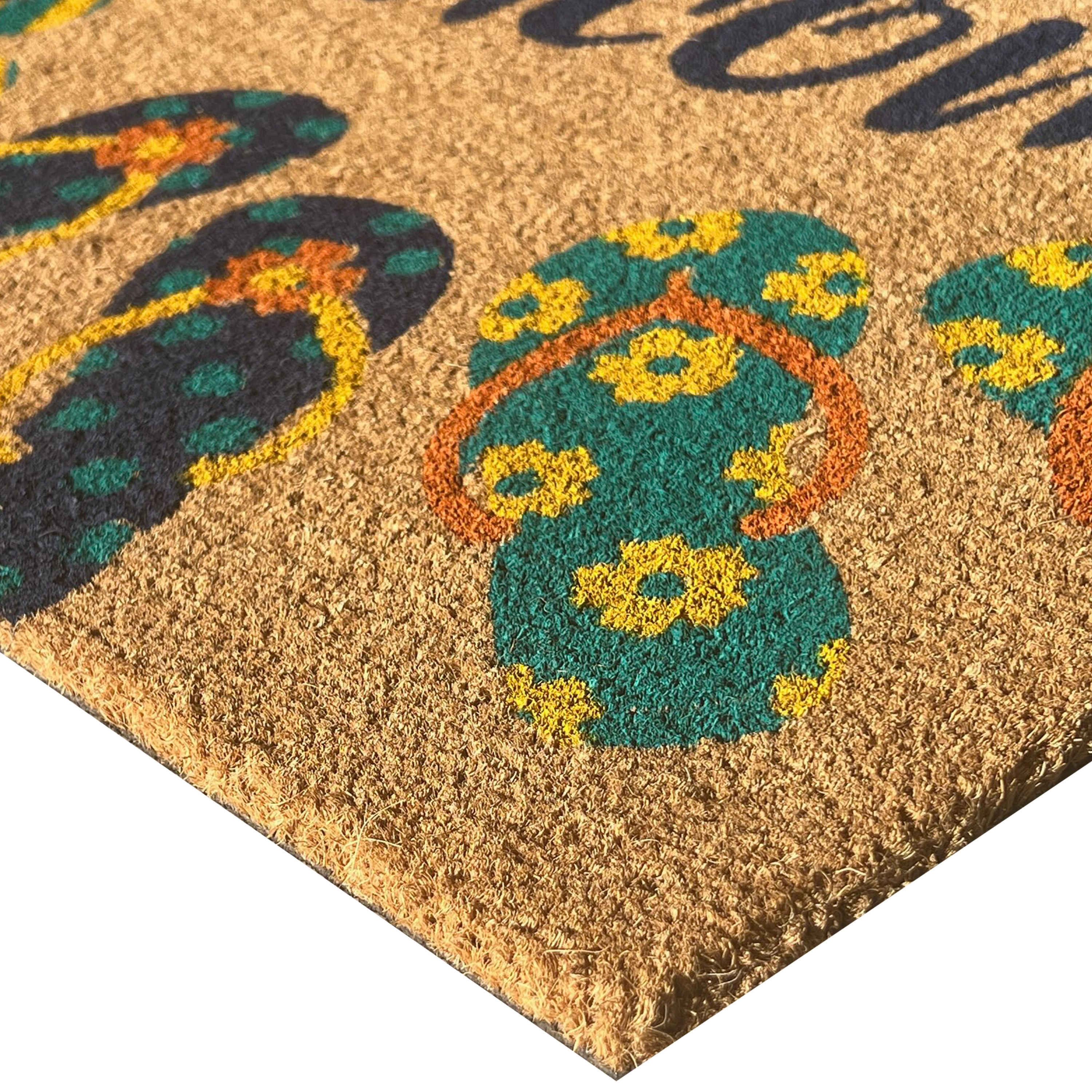 Kate Aurora Welcome Summer Flip Flops Bristled Outdoor Heavy Duty Welcome Mat - 18"x30"