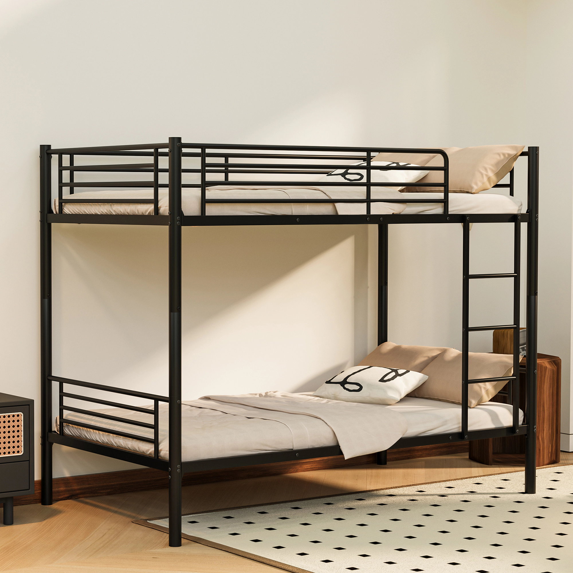 Flynama Twin over Twin Bunk Bed, Black
