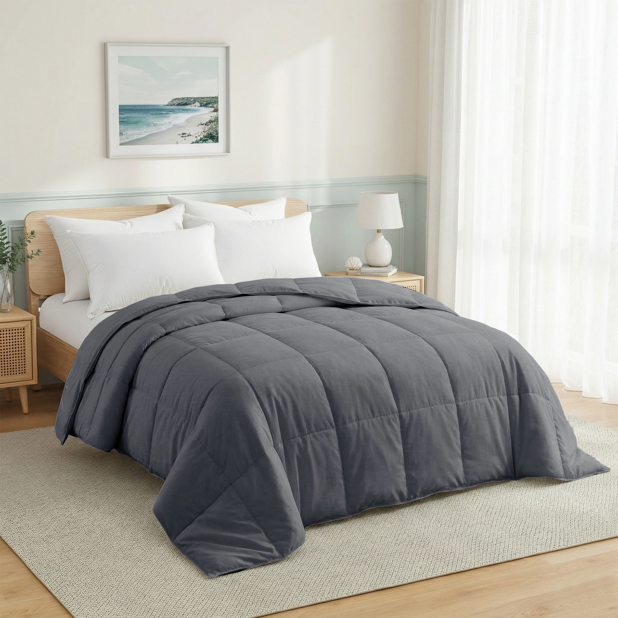 PEACENEST Lightweight Feather Fiber Comforter Soft Breathable Bedding Insert