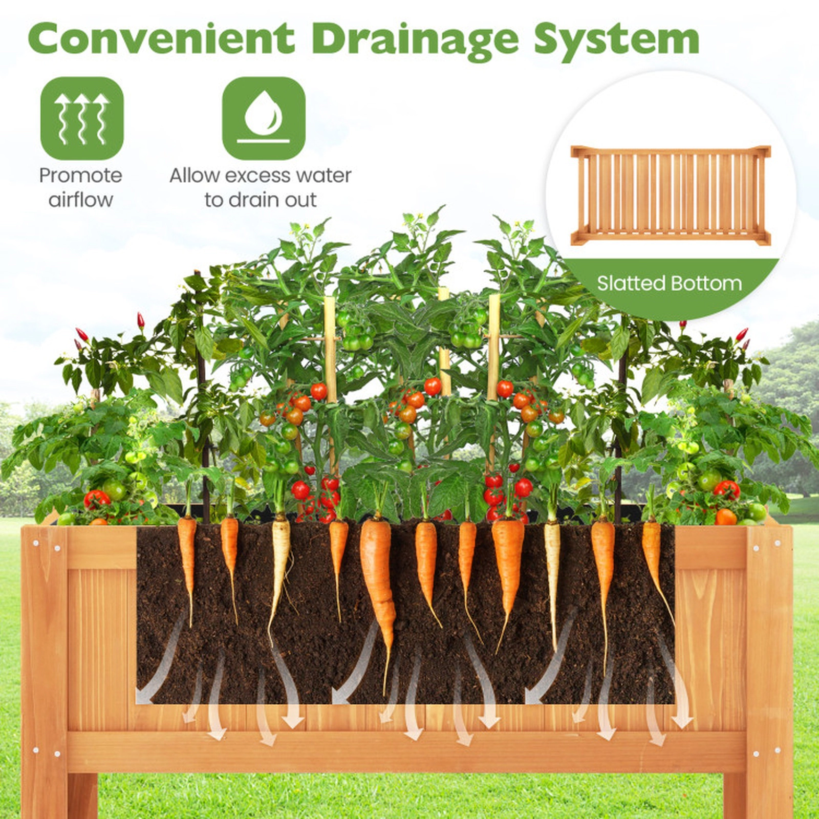 SUGIFT 39-in 110-lb Capacity Fir Wood Raised Garden Bed with Bottom Storage Shelf and Protective Liner