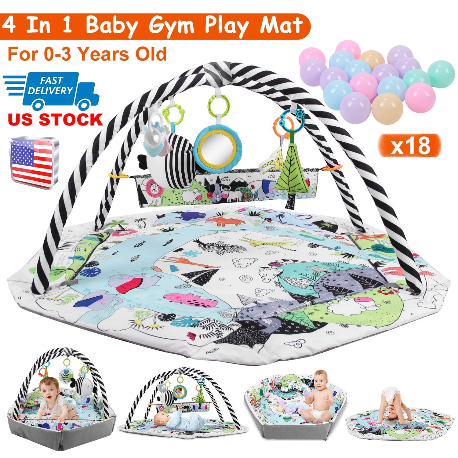 GBruno Kids' Kids' 4-in-1 Baby Gym Play Mat