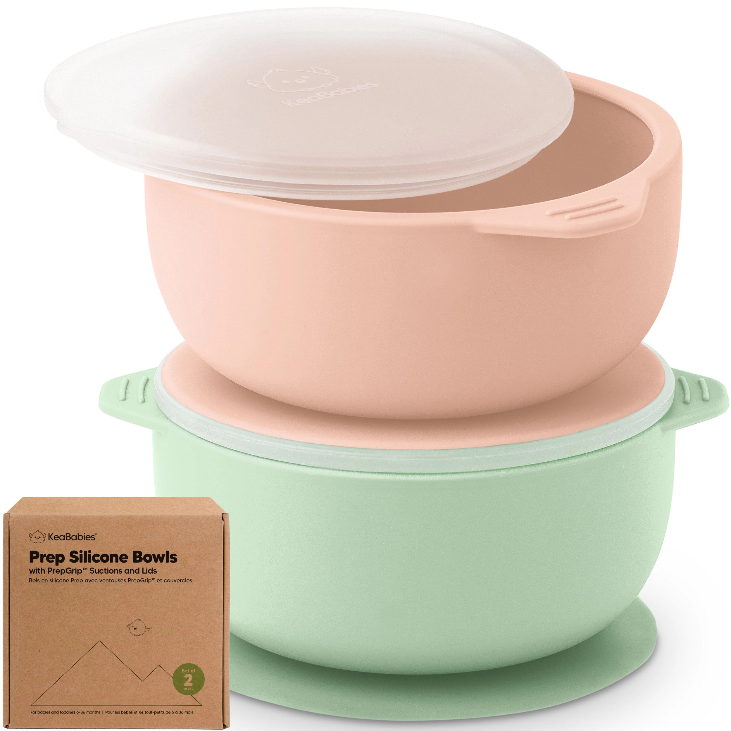 KeaBabies 2-Pack Prep Silicone Suction Bowls