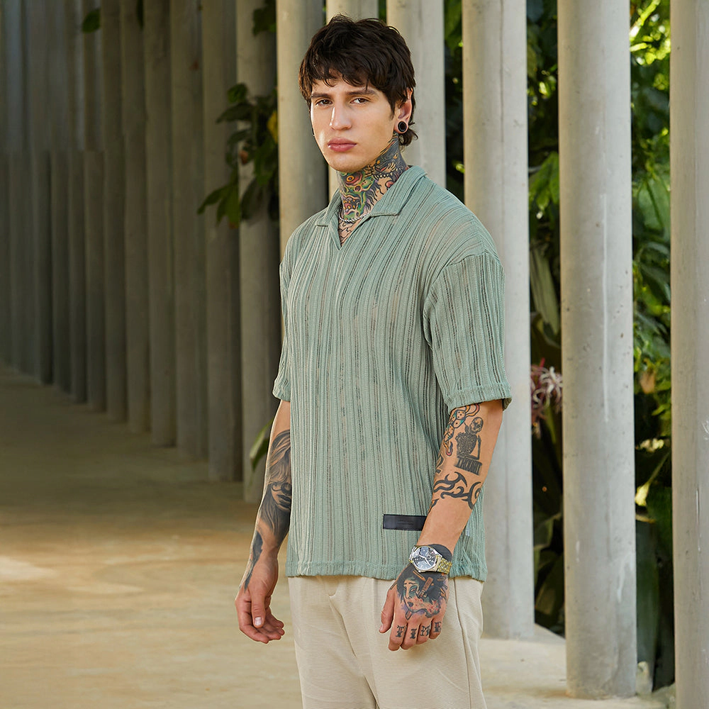 Duo-Striped Relaxed Polo T-Shirt