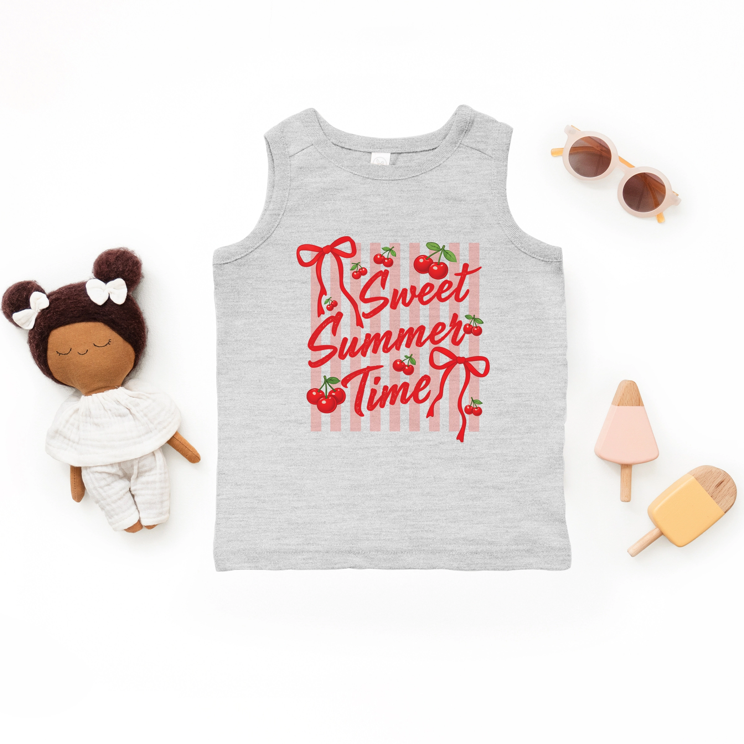 The Juniper Shop - Sweet Summer Time Cherries Coquette Toddler Graphic Tank