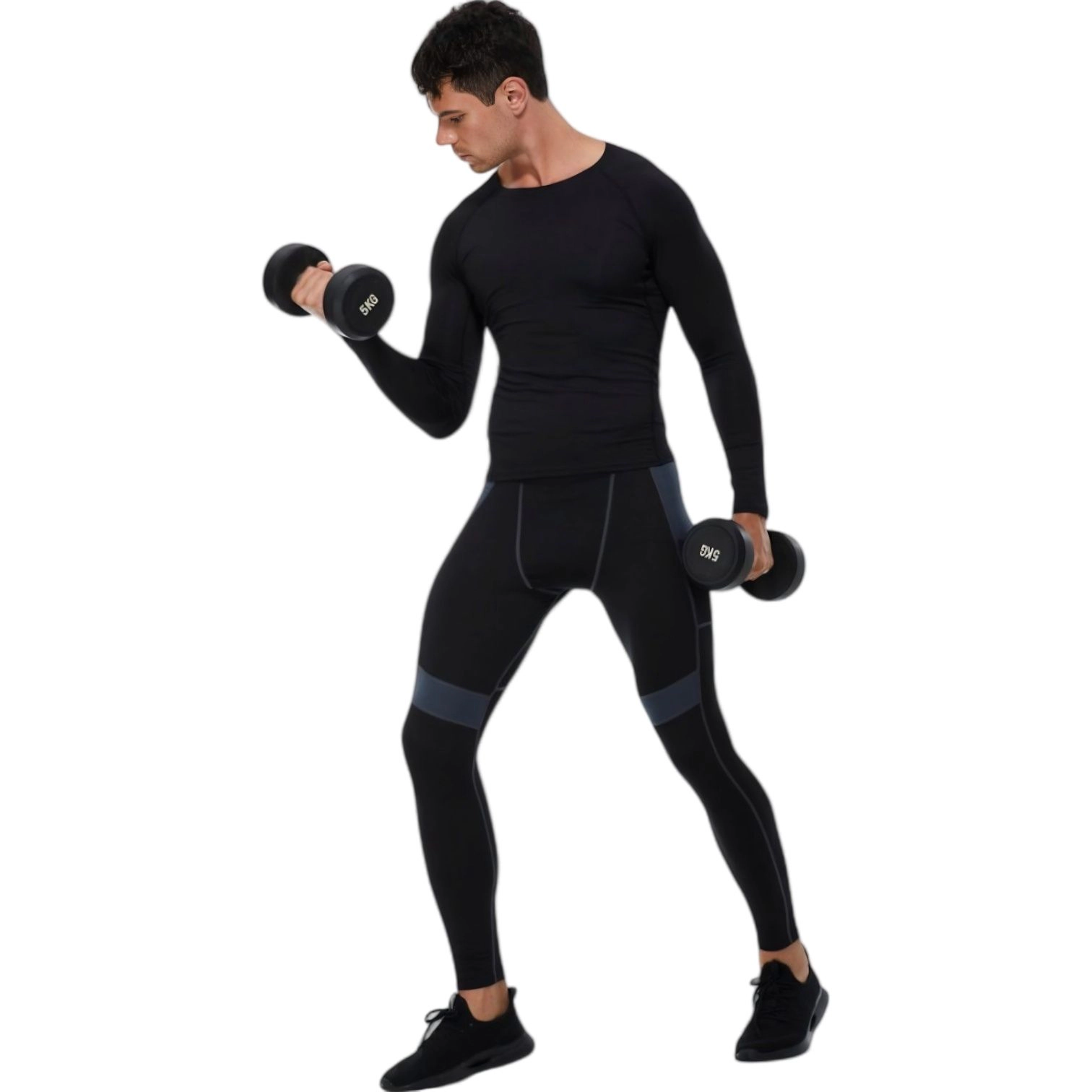 Anna-Kaci Men's Long Sleeve Athletic Compression Shirt with Crew Neckline and Stretch Fit Performance Fabric