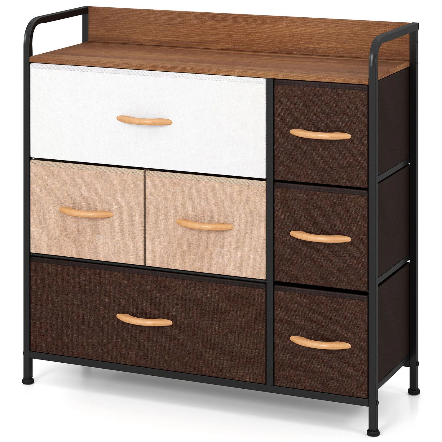 SlickBlue 7 Drawer Tower Steel Frame and Wooden Top Dresser Storage Chest
