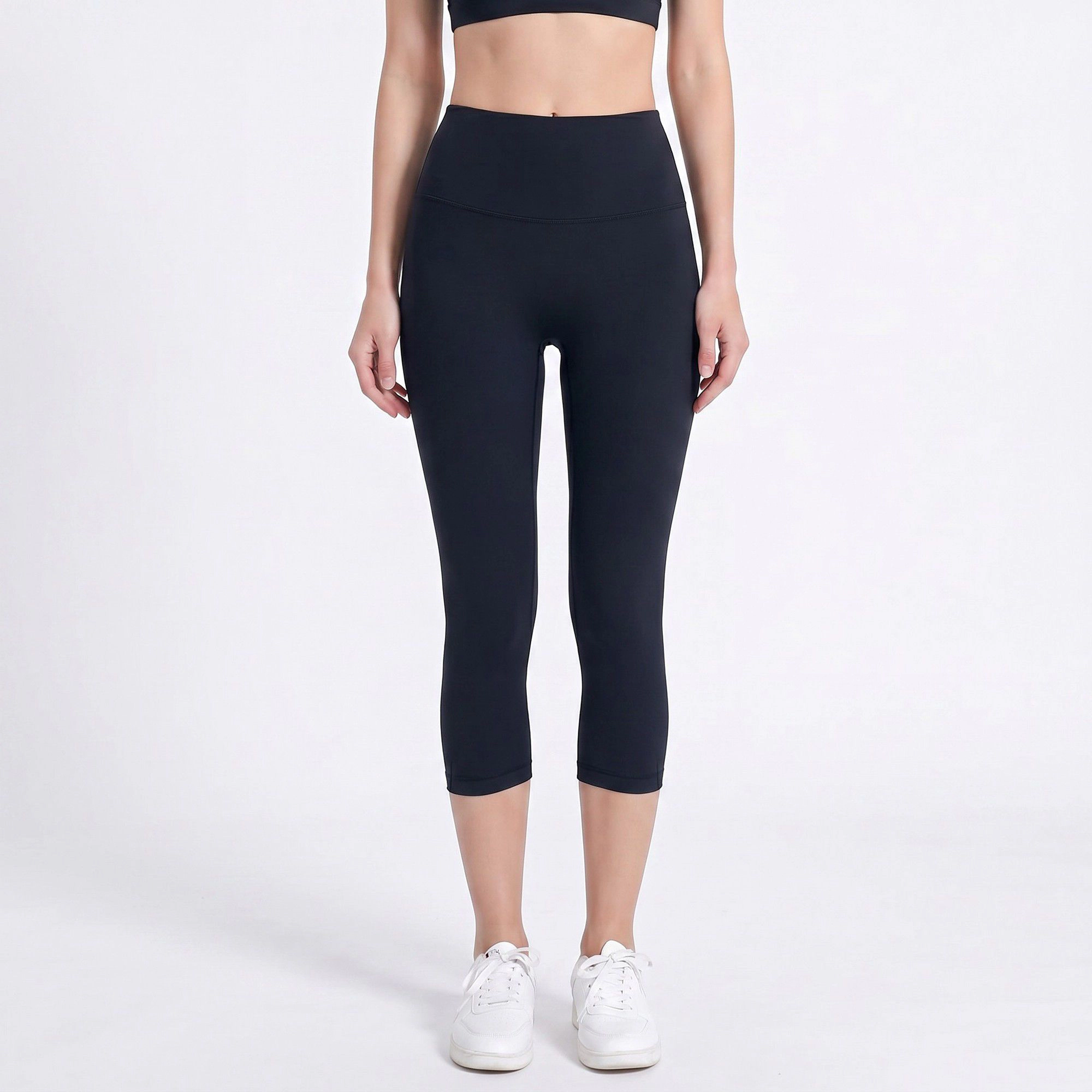 Anna-Kaci Women's High-Waist Capri Leggings with Wide Waistband Smooth Stretch Workout Yoga Pants