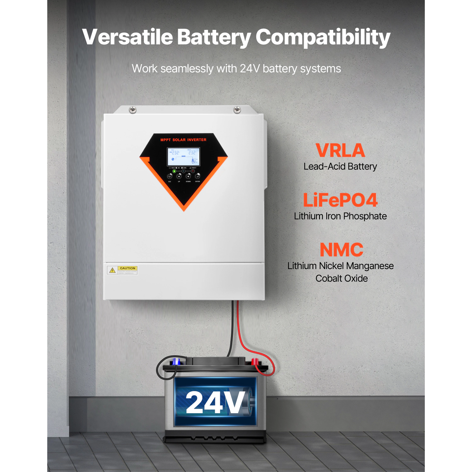 HONGGE Hybrid Solar Inverter, Pure Sine Wave Power Inverter, DC to AC, with MPPT Solar Controller
